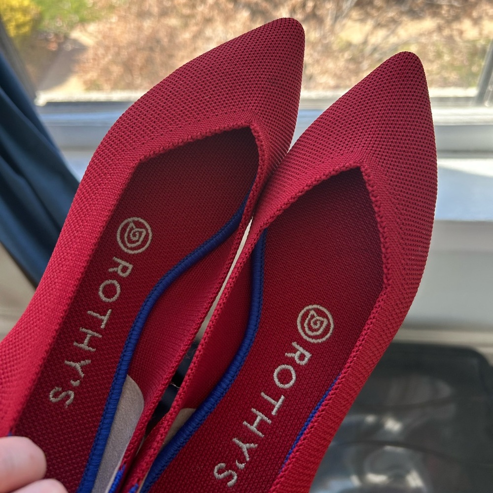 Rothy’s pointed toe red flats